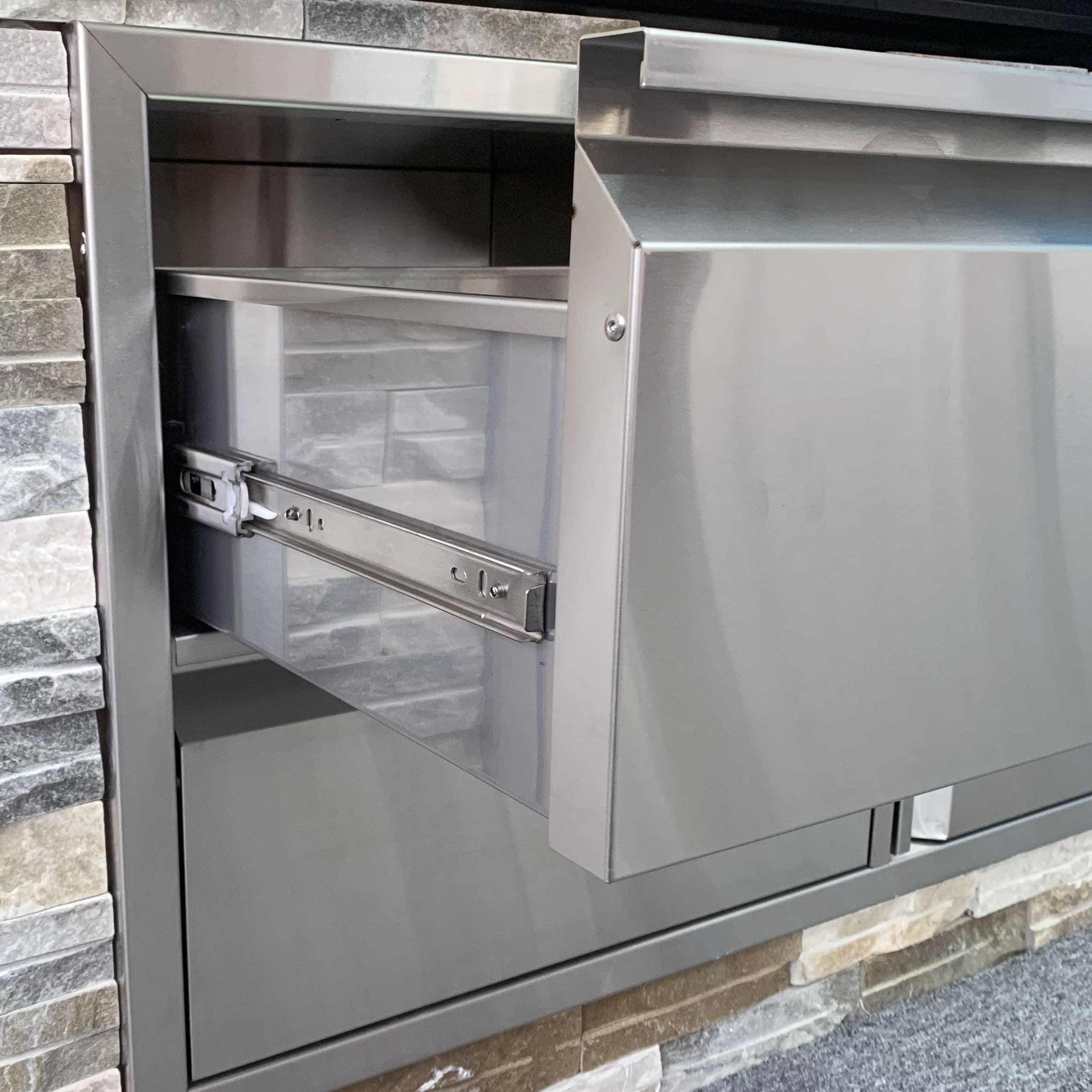 stainless outdoor kitchen drawer slide