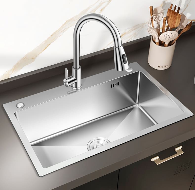 Drop in kitchen sink with faucet