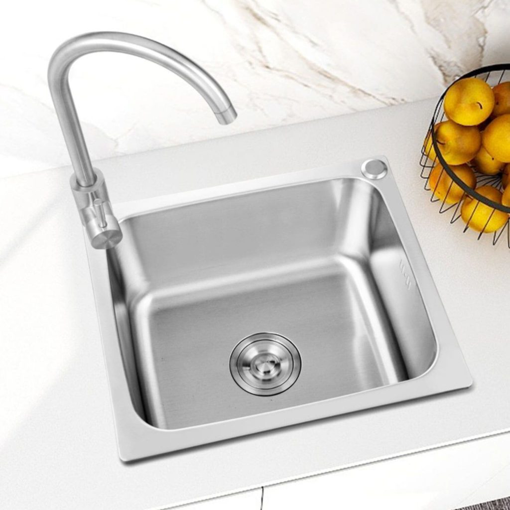 Top mount kitchen sink with faucet